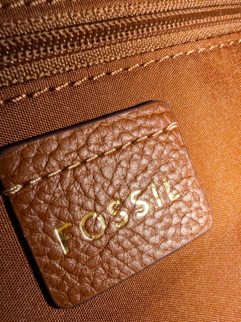 Fossil Pebbled Leather Crossbody in Cognac Brown - Picture 6 of 8